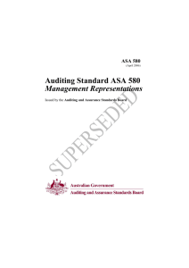 Auditing Standard ASA 580 Management Representations