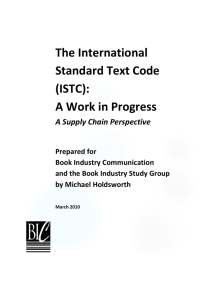 The International Standard Text Code (ISTC): A Work in Progress