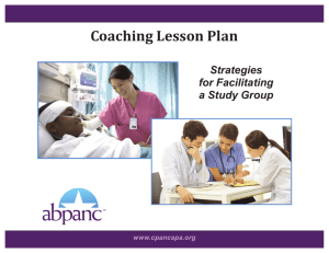 Coaching Lesson Plan - American Board of Perianesthesia Nursing