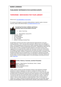 TERRORISM - NEW BOOKS FOR YOUR LIBRARY