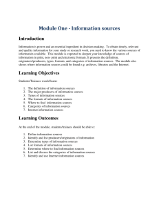 Module One - Information sources