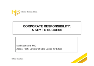 CORPORATE RESPONSIBILITY: A KEY TO SUCCESS