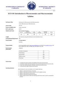 ECO 101 Introduction to Microeconomics and Macroeconomics