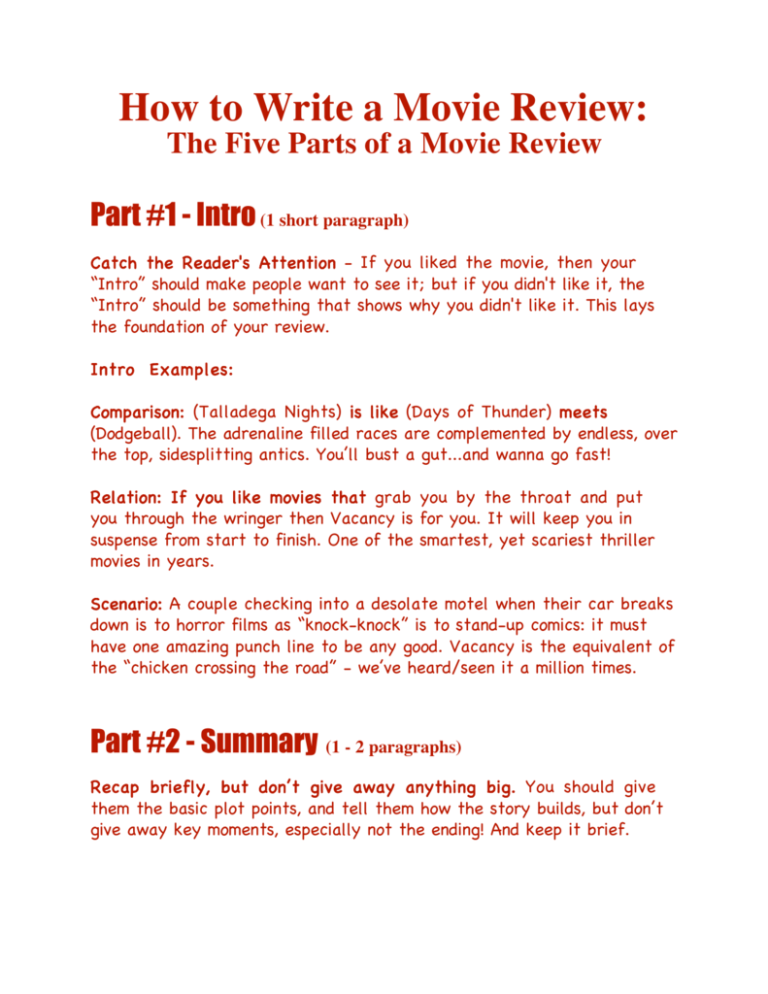 how to write movie review essay