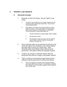 II PROPERTY LAW CONCEPTS A Ownership Concepts 1. Generally