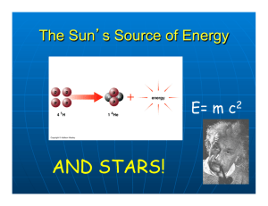 The Sun's Source of Energy. Stars