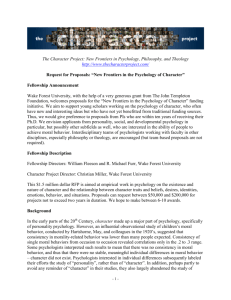 The Character Project: New Frontiers in Psychology, Philosophy