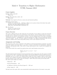 Math 8: Transition to Higher Mathematics UCSB, Summer 2012
