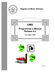 Programmer's Manual - Massachusetts Registry of Motor Vehicles