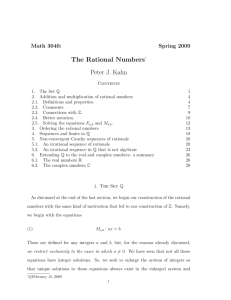 The Rational Numbers† Peter J. Kahn