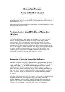 Hymn of the Universe Pierre Teilhard de Chardin Prefatory Letter