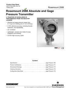 Rosemount 2088 Absolute and Gage Pressure Transmitter