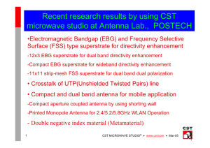 Recent research results by using CST microwave studio at Antenna