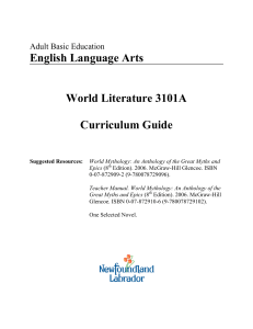 English Language Arts World Literature 3101A Curriculum Guide