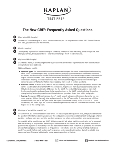 The New GRE®: Frequently Asked Questions