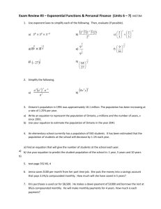 Exam Review #3 – Exponential Functions & Personal Finance (Units