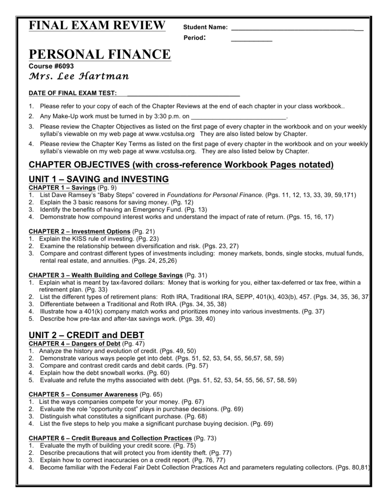 Finance chapter answers