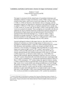 1 Assimilation, markedness and inventory structure in tongue root