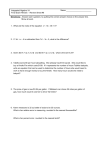 Integrated Algebra 1A Final Exam Review Review Sheet #6