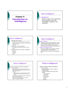 Introduction to Intelligence