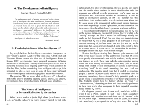 The Development of Human Intelligence