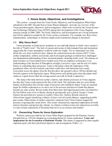 1. Venus Goals, Objectives, and Investigations