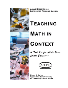 Instructor Training Manual: Teaching Math in Context