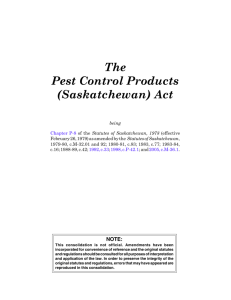 Pest Control Products (Saskatchewan) Act