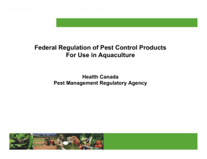 Federal Regulation of Pest Control Products For Use in Aquaculture