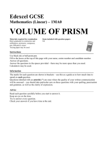 volume of prism - The Castle School