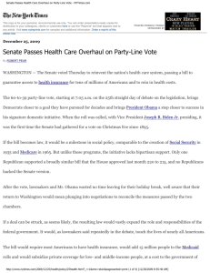 Senate Passes Health Care Overhaul on Party-Line Vote