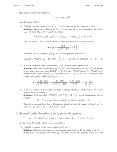 Math 214, Calculus III Test 2 — Solutions 1. (20 points) Consider the