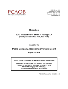 Report on 2013 Inspection of Ernst & Young LLP
