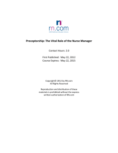 Preceptorship: The Vital Role of the Nurse Manager