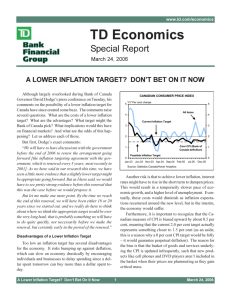 TD Economics A LOWER INFLATION TARGET?