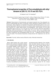 Thermophysical properties of Para anisaldehyde with ethyl benzene