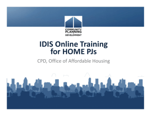 IDIS Online Training for HOME PJs