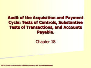 Audit of the Acquisition and Payment Cycle: Tests of