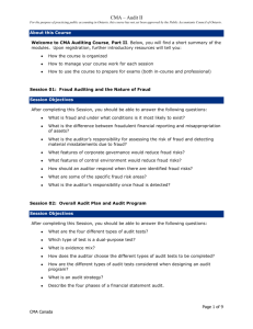 Session 01: Fraud Auditing and the Nature of Fraud