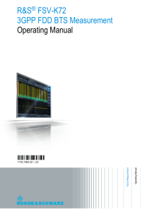 R&S®FSV-K72 3GPP FDD BTS User Manual