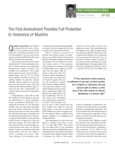 The First Amendment Provides Full Protection to Innocence of Muslims