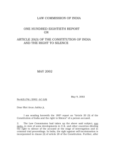 Article 20(3) of the Constitution of India and the Right to Silence