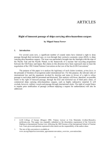 Right of Innocent Passage of Ships Carrying Ultra