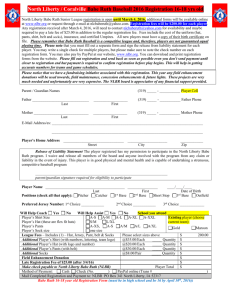 2016 Babe Ruth 16-18 year old Registration Form