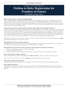 defer registration for Frontiers of Science