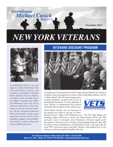 Assemblyman Michael Cusick Reports to New York Veterans