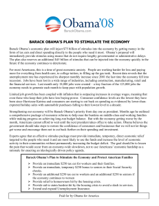 barack obama's plan to stimulate the economy