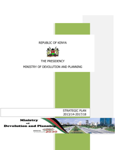 republic of kenya the presidency ministry of devolution and planning