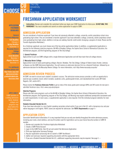 freshman application worksheet