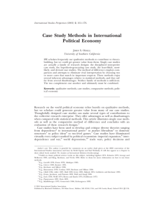 Case Study Methods in International Political Economy